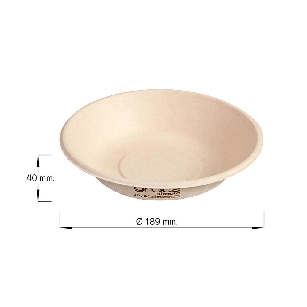 ชามชานอ้อยผสมเยื่อไผ่ 680 มล. GRACZ SIMPLE แพ็ก 6ใบ