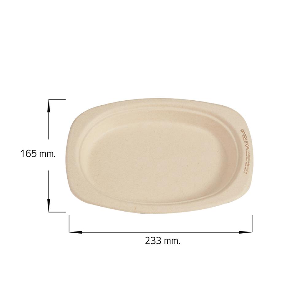 จานวงรีชานอ้อยผสมเยื่อไผ่ 6.5 นิ้ว GRACZ SIMPLE แพ็ก 5 ใบ