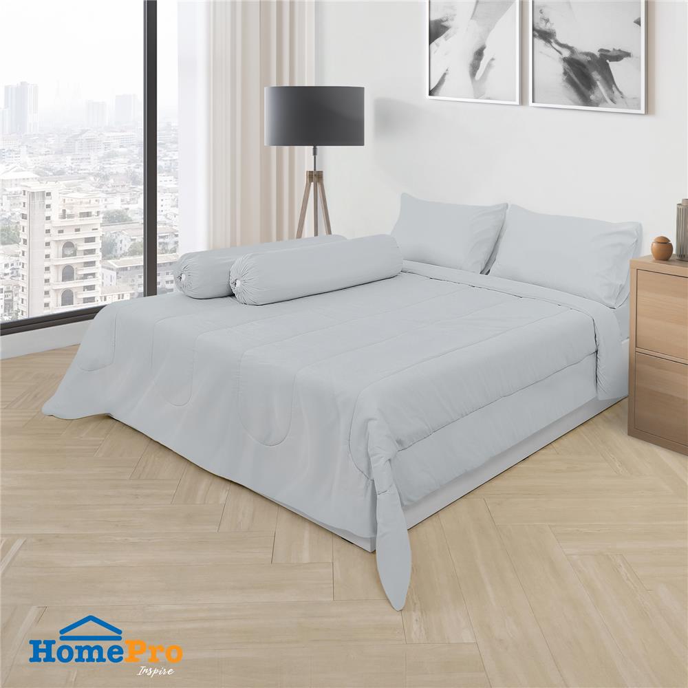 ชุดผ้าปูที่นอน 5 ฟุต 6 ชิ้น ME LIVING MARI สีเทาอ่อน_1