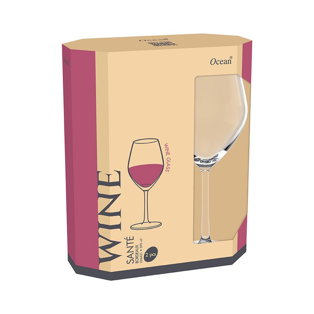 แก้วก้าน 595 มล. OCEAN GLASS SANTE BORDEAUX แพ็ก 2 ใบ