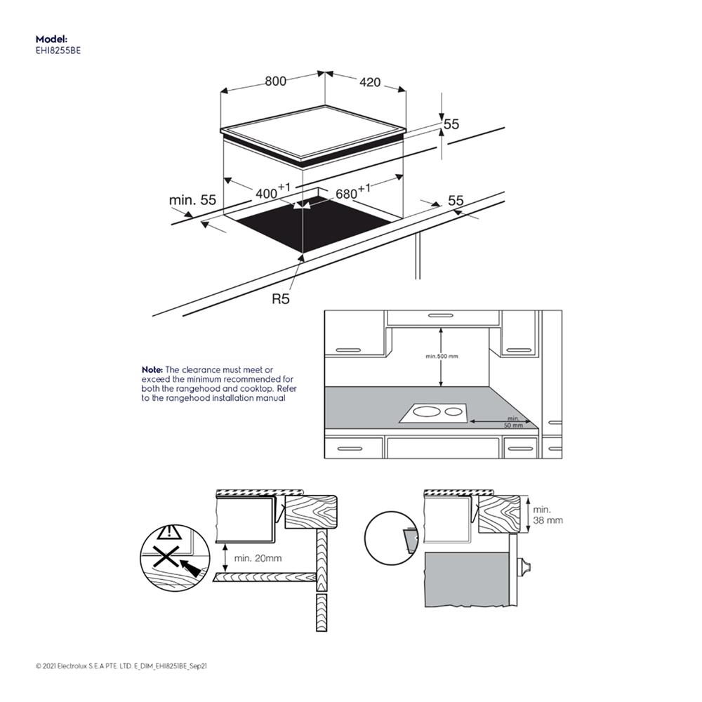 เตาฝังอินดักชั่น ELECTROLUX EHI8255BE 80 ซม.