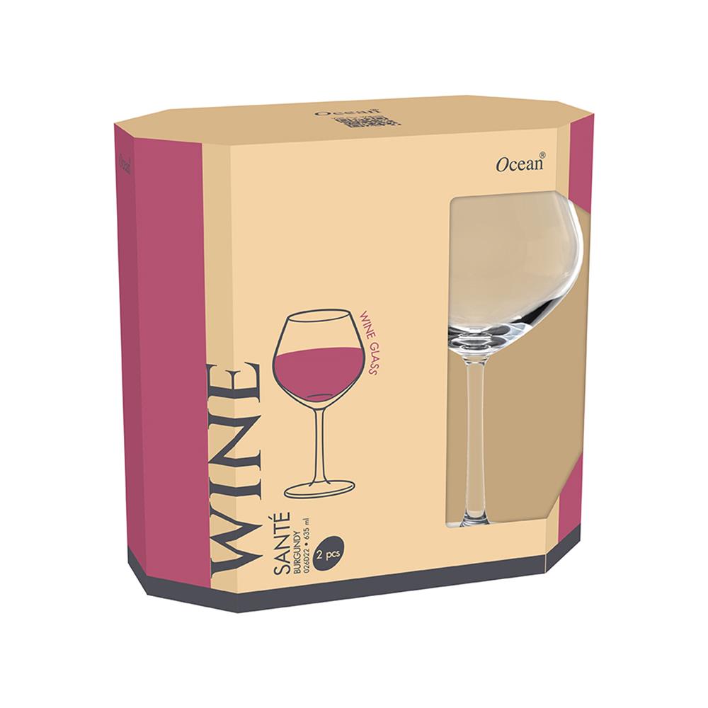 แก้วก้าน 635 มล. OCEAN GLASS SANTE BURGUNDY แพ็ก 2 ใบ