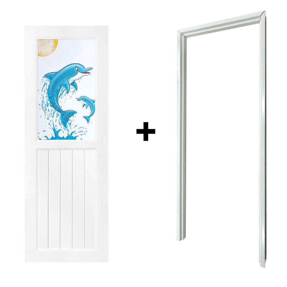 ประตูห้องน้ำ UPVC AZLE ปลาโลมา 70X200 ซม. สีขาว พร้อมวงกบ ไม่เจาะลูกบิด