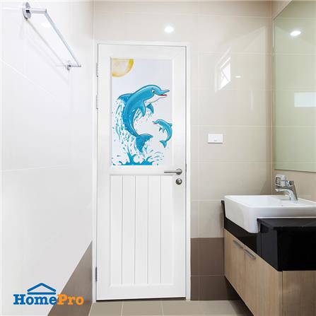 ประตูห้องน้ำ UPVC AZLE ปลาโลมา 70X200 ซม. สีขาว พร้อมวงกบ ไม่เจาะลูกบิด_5