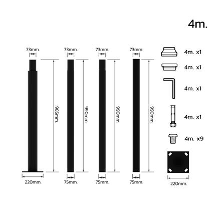 เสาไฟ SOLAR LAMPTAN POLE FOR SOLAR 4 เมตร สีดำ_3
