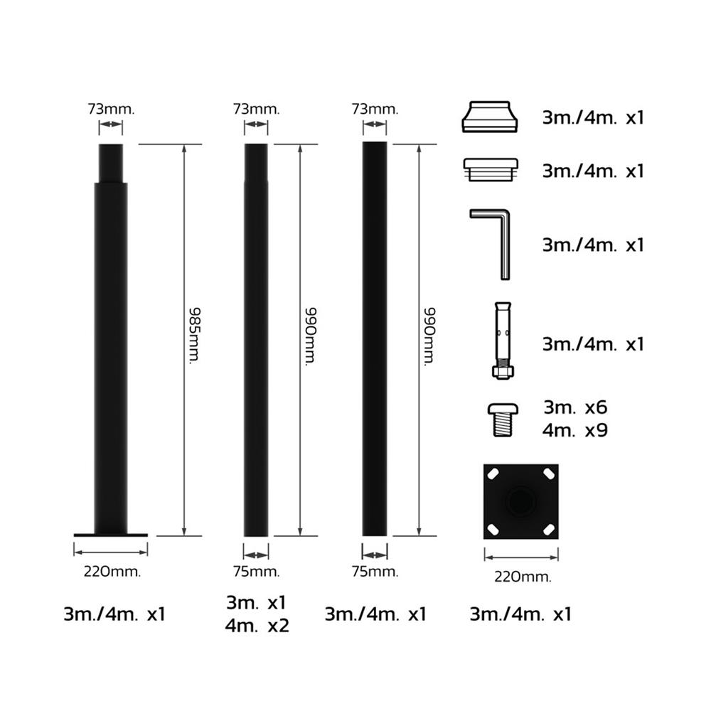 เสาไฟ SOLAR LAMPTAN POLE FOR SOLAR 3 เมตร สีดำ
