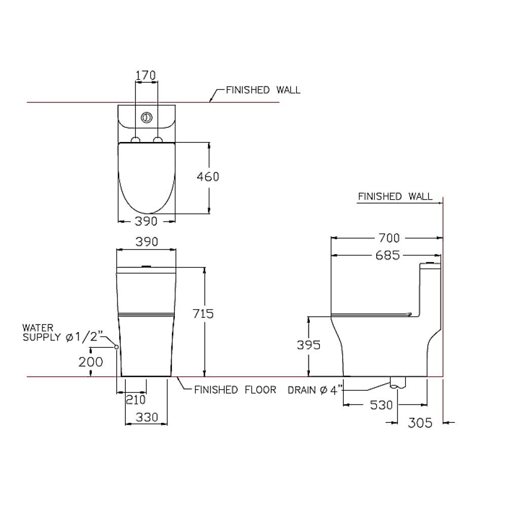 สุขภัณฑ์ 1 ชิ้น COTTO C11006H EXC. 3/5.5 ลิตร สีขาว