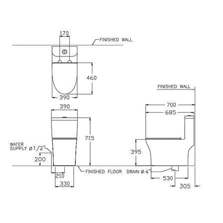 สุขภัณฑ์ 1 ชิ้น COTTO C11006H EXC. 3/5.5 ลิตร สีขาว_2