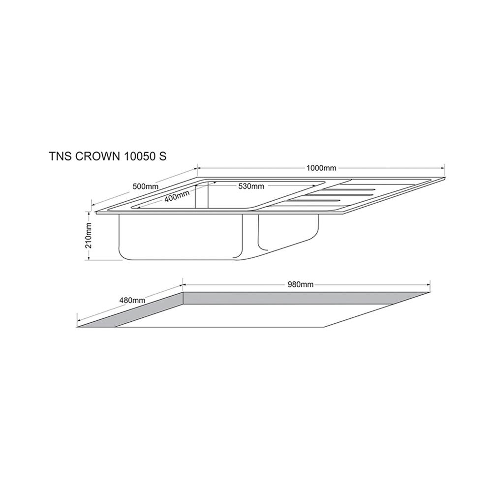 ซิงค์ฝัง 1 หลุม 1 ที่พัก TECNOPLUS CROWN 100 สีเงิน
