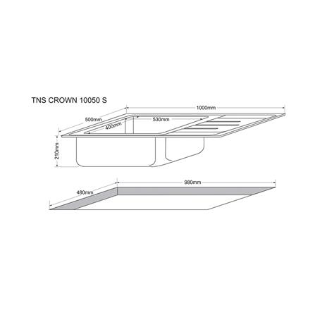 ซิงค์ฝัง 1 หลุม 1 ที่พัก TECNOPLUS CROWN 100 สีเงิน_4