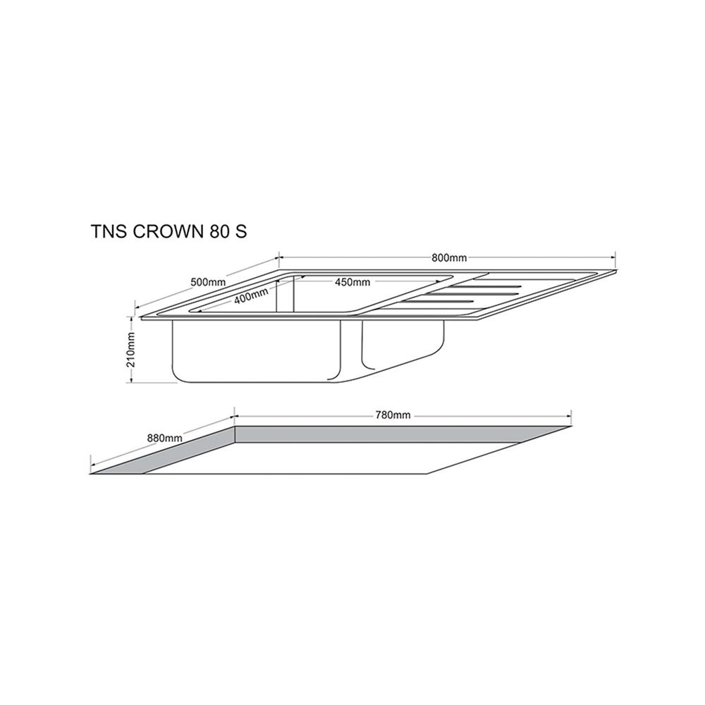 ซิงค์ฝัง 1 หลุม 1 ที่พัก TECNOPLUS CROWN 80 สีเงิน