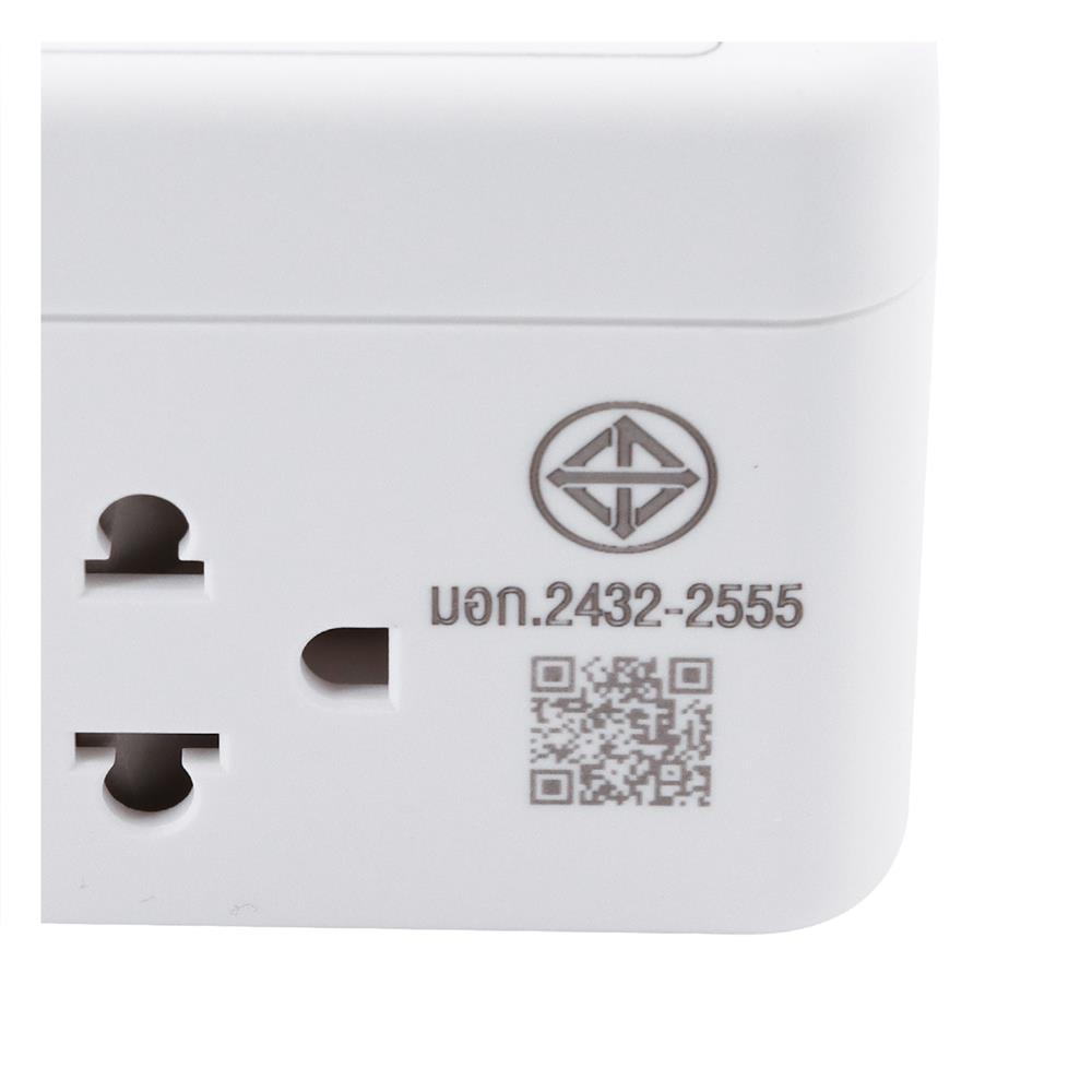 รางปลั๊กไฟ 4 ช่อง 1 สวิตซ์ 2 USB 3.4A 1 TYPE C TOSHINO 1PD20W 10 แอมป์ 2300 วัตต์ 2 เมตร สีขาว