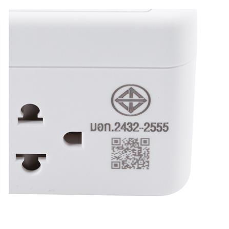 รางปลั๊กไฟ 4 ช่อง 1 สวิตซ์ 2 USB 3.4A 1 TYPE C TOSHINO 1PD20W 10 แอมป์ 2300 วัตต์ 2 เมตร สีขาว_8