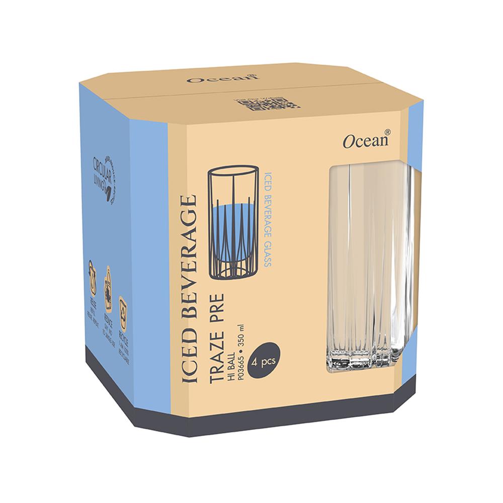 แก้วน้ำ 350 มล. OCEAN GLASS TRAZE แพ็ก 4 ใบ