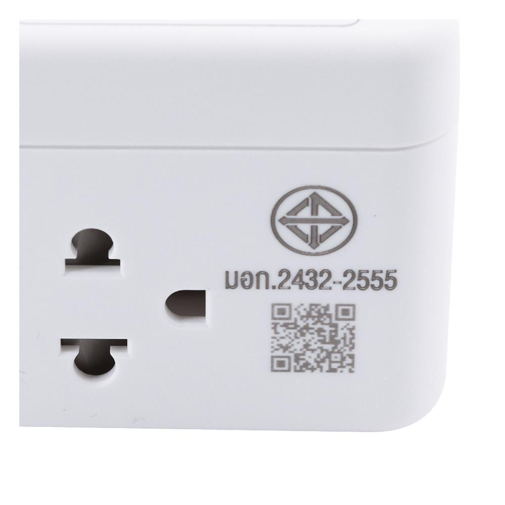 รางปลั๊กไฟ 4 ช่อง 1 สวิตซ์ ทรงลูกเต๋า TOSHINO 10 แอมป์ 2300 วัตต์ 2 เมตร สีขาว