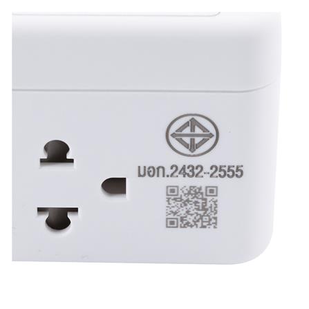 รางปลั๊กไฟ 4 ช่อง 1 สวิตซ์ ทรงลูกเต๋า TOSHINO 10 แอมป์ 2300 วัตต์ 2 เมตร สีขาว_5