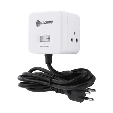 รางปลั๊กไฟ 4 ช่อง 1 สวิตซ์ ทรงลูกเต๋า TOSHINO 10 แอมป์ 2300 วัตต์ 2 เมตร สีขาว_1