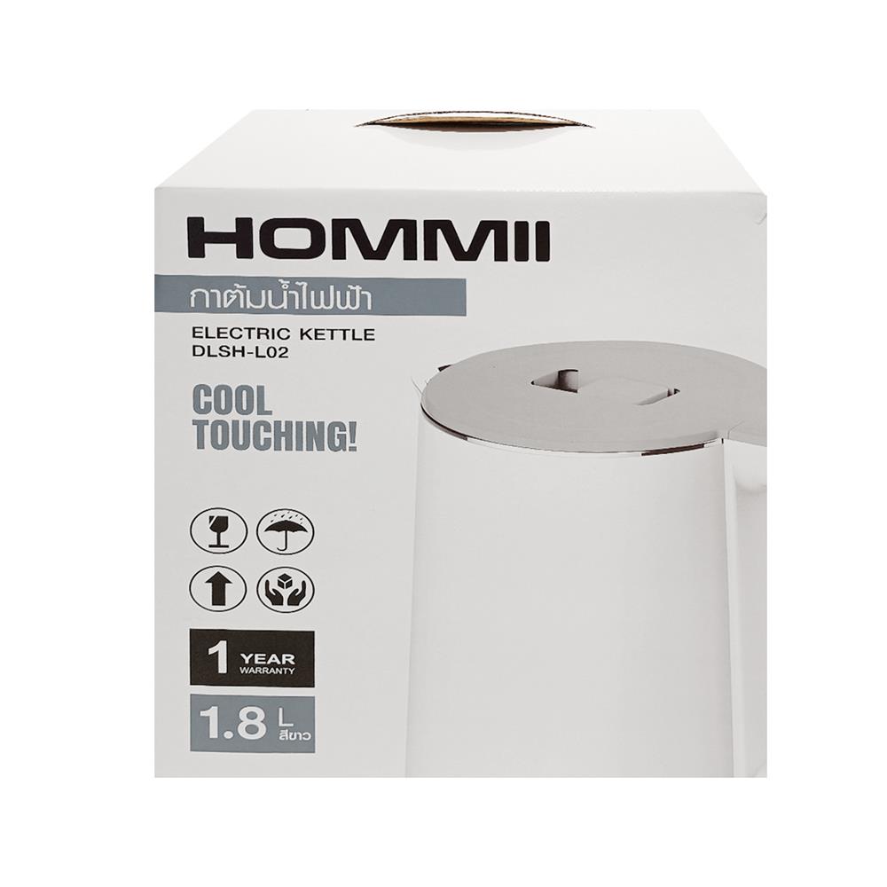 กาต้มน้ำไฟฟ้า HOMMII DLSH-L02 1.8 ลิตร สีขาว