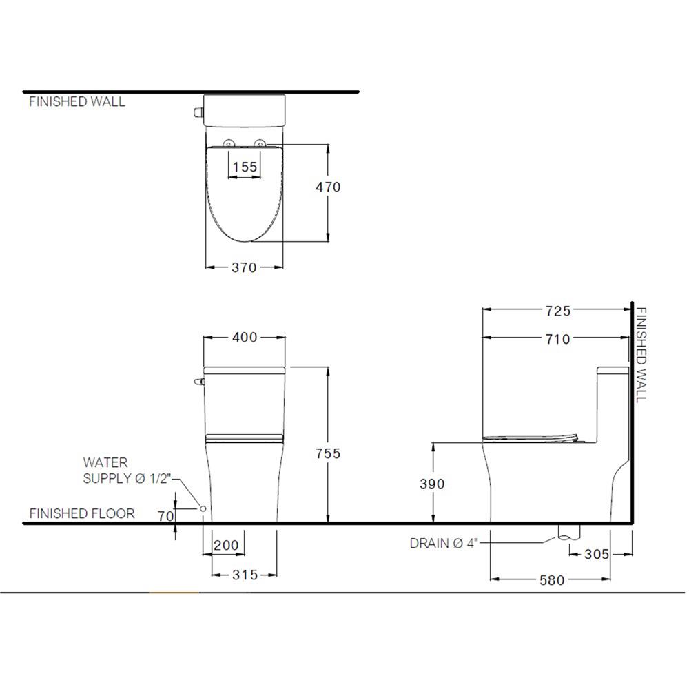 สุขภัณฑ์ 1 ชิ้น COTTO C105617 วิสต้า 4.8 ลิตร สีขาว