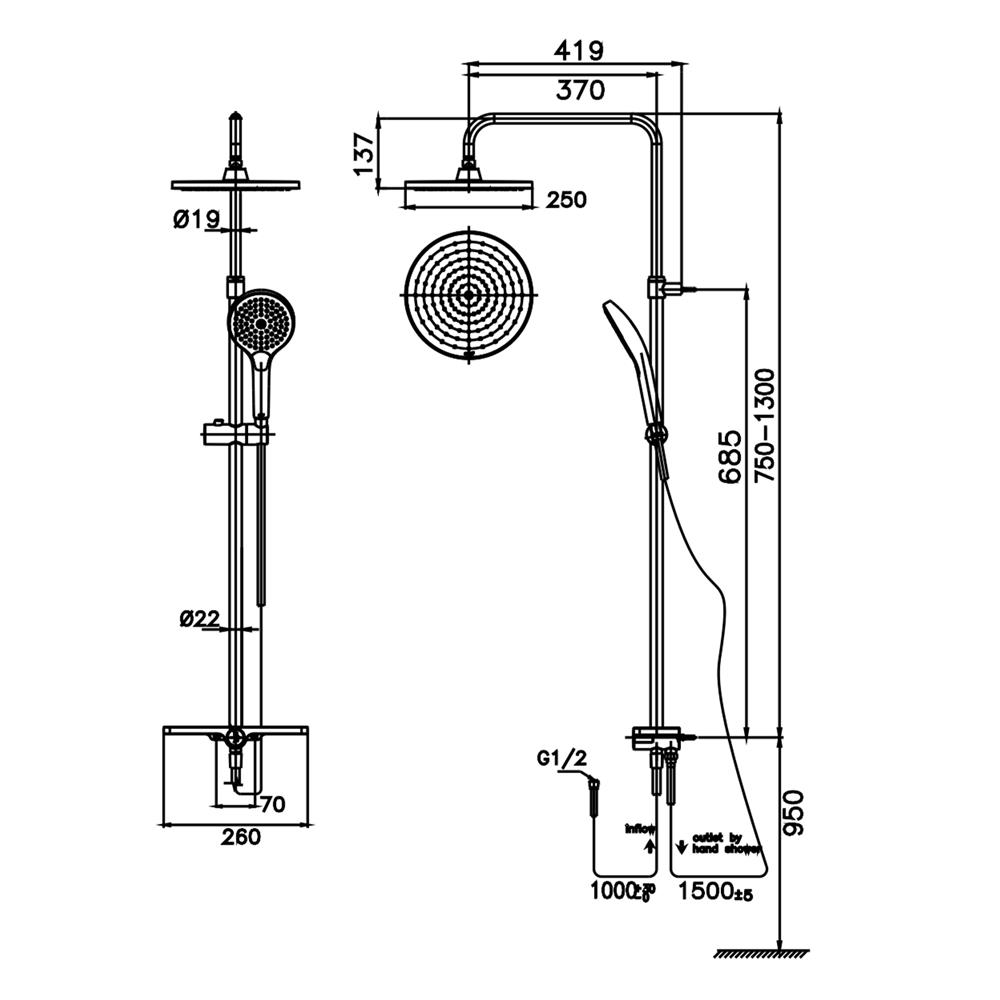 ฝักบัว RAIN SHOWER COTTO CT6215ZF15ZH023 สีโครม