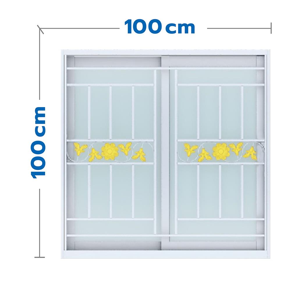 หน้าต่างบานเลื่อน UPVC S-S เหล็กดัด มุ้ง WINDOW ASIA ลายทานตะวัน (สี) 100X100 ซม. สีขาว