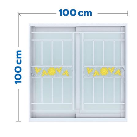 หน้าต่างบานเลื่อน UPVC S-S เหล็กดัด มุ้ง WINDOW ASIA ลายทานตะวัน (สี) 100X100 ซม. สีขาว