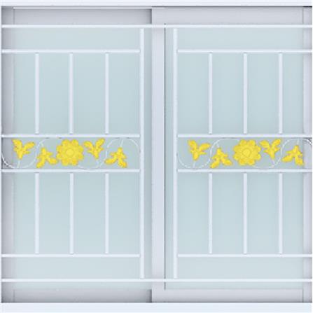 หน้าต่างบานเลื่อน UPVC S-S เหล็กดัด มุ้ง WINDOW ASIA ลายทานตะวัน (สี) 100X100 ซม. สีขาว_1