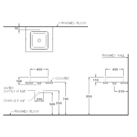 อ่างล้างหน้าวางบนเคาน์เตอร์ COTTO C00341MWH สีขาว_3