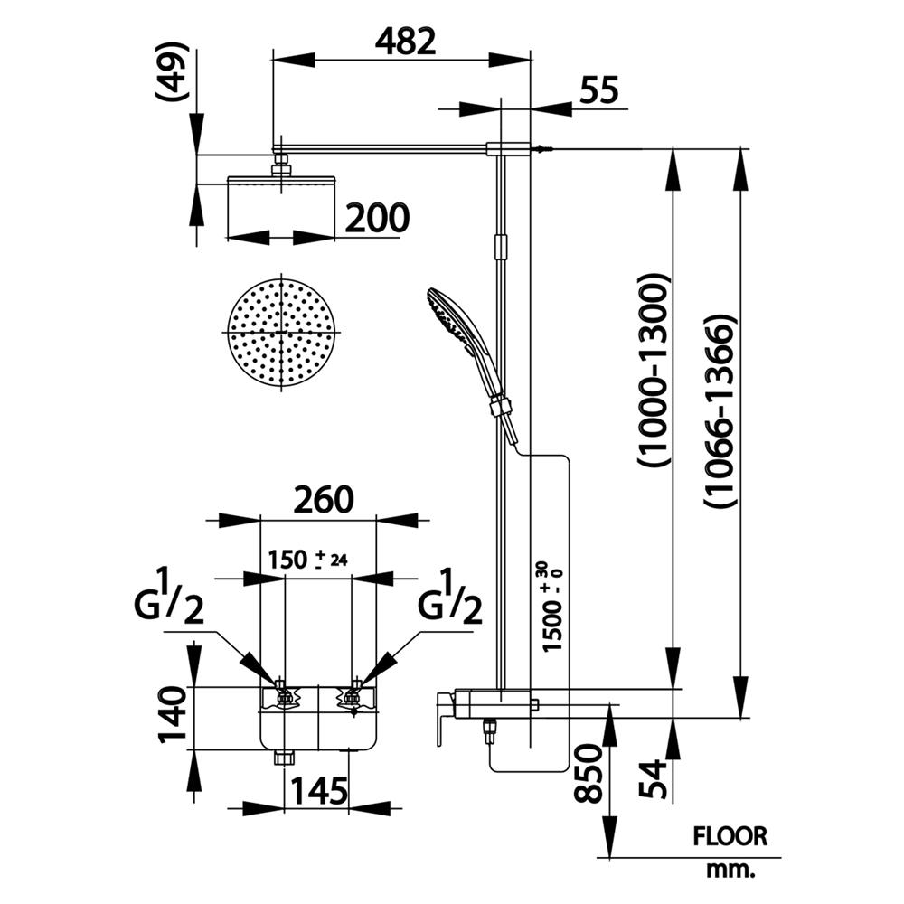ฝักบัว RAIN SHOWER COTTO CT2240W สีโครม