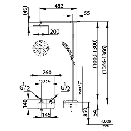 ฝักบัว RAIN SHOWER COTTO CT2240W สีโครม_1