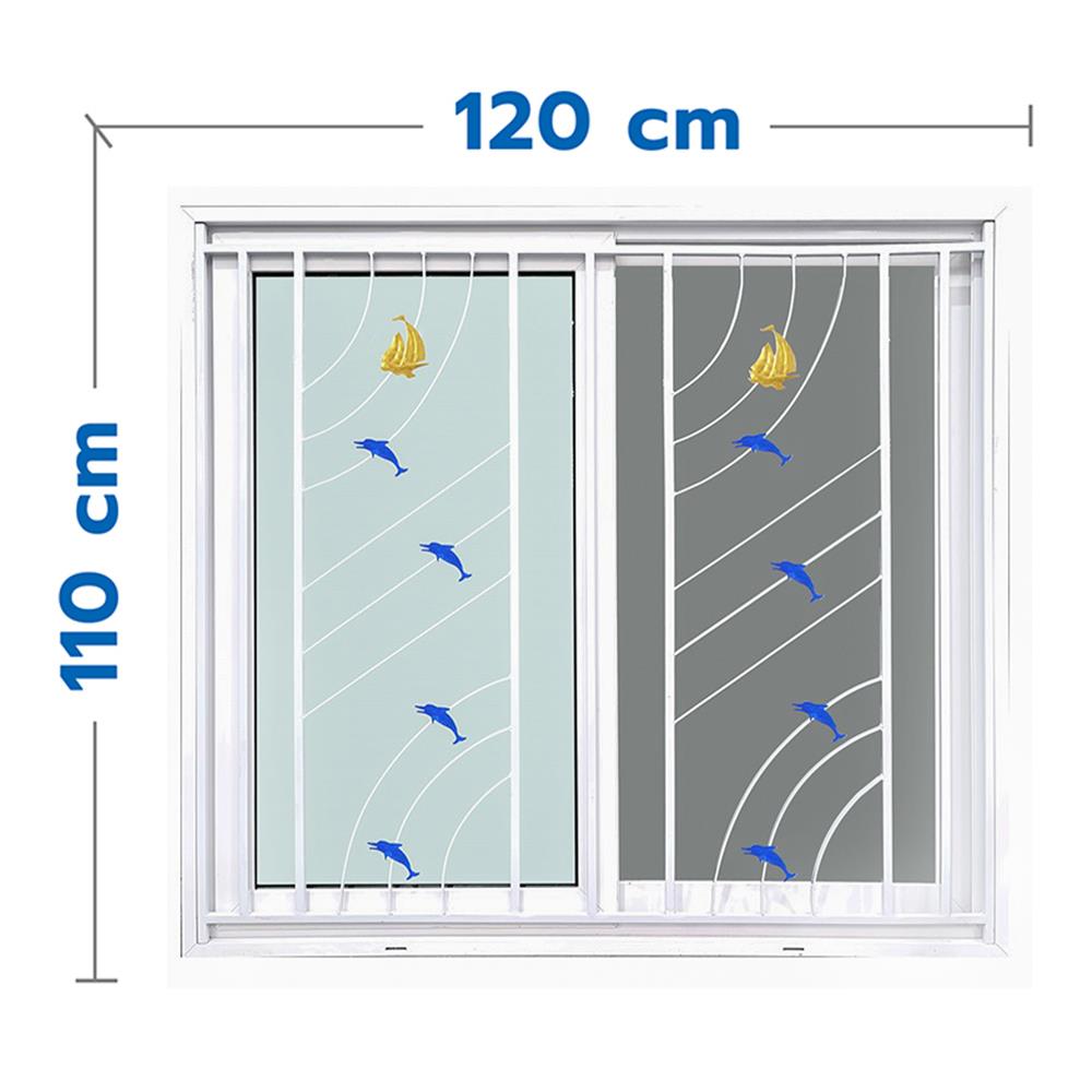 หน้าต่างบานเลื่อน UPVC S-S เหล็กดัด มุ้ง WINDOW ASIA ลายทะเล (สี) 120X110 ซม. สีขาว