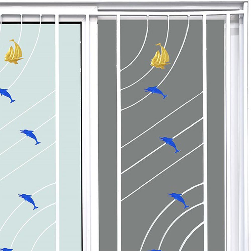 หน้าต่างบานเลื่อน UPVC S-S เหล็กดัด มุ้ง WINDOW ASIA ลายทะเล (สี) 120X110 ซม. สีขาว