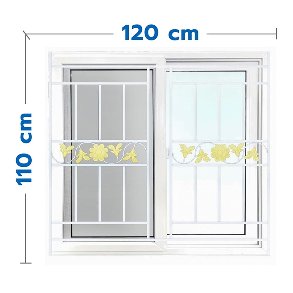 หน้าต่างบานเลื่อน UPVC S-S เหล็กดัด มุ้ง WINDOW ASIA ลายทานตะวัน (สี) 120X110 ซม. สีขาว