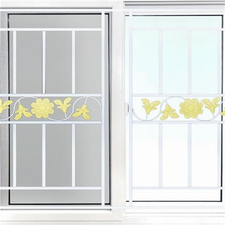 หน้าต่างบานเลื่อน UPVC S-S เหล็กดัด มุ้ง WINDOW ASIA ลายทานตะวัน (สี) 120X110 ซม. สีขาว_1