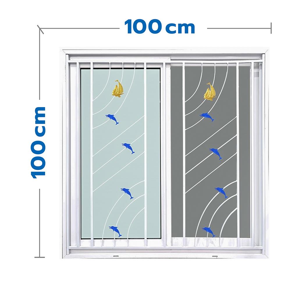 หน้าต่างบานเลื่อน UPVC S-S เหล็กดัด มุ้ง WINDOW ASIA ลายทะเล (สี) 100X100 ซม. สีขาว