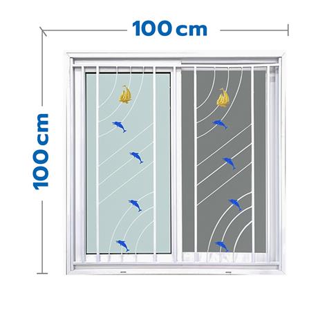 หน้าต่างบานเลื่อน UPVC S-S เหล็กดัด มุ้ง WINDOW ASIA ลายทะเล (สี) 100X100 ซม. สีขาว