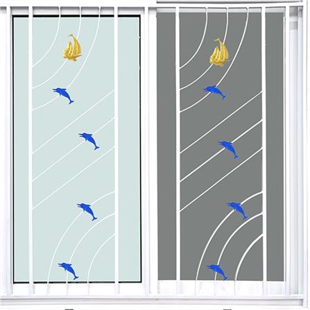 หน้าต่างบานเลื่อน UPVC S-S เหล็กดัด มุ้ง WINDOW ASIA ลายทะเล (สี) 100X100 ซม. สีขาว_1