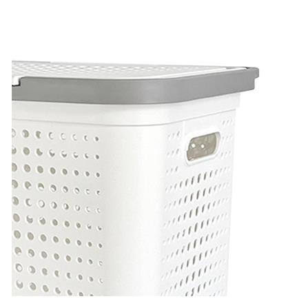 ตะกร้าผ้าเหลี่ยมมีฝา PLIM BUBBLE SIZE L สีขาว_2