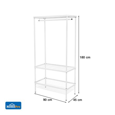 ตู้เสื้อผ้า 1 ตะกร้า PLIM LINEAR LN-WR90-1 90 ซม. สีขาว_7