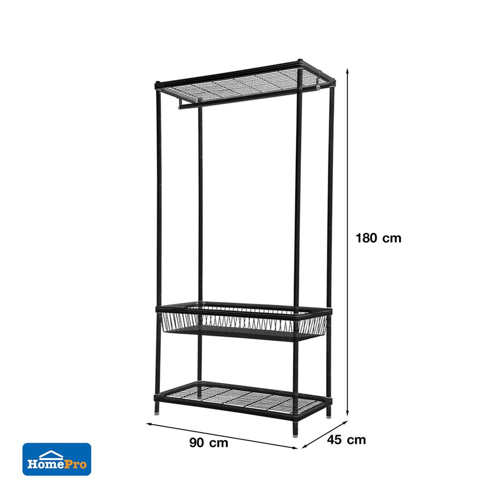 ตู้เสื้อผ้า 1 ตะกร้า PLIM LINEAR LN-WR90-1 90 ซม. สีดำ