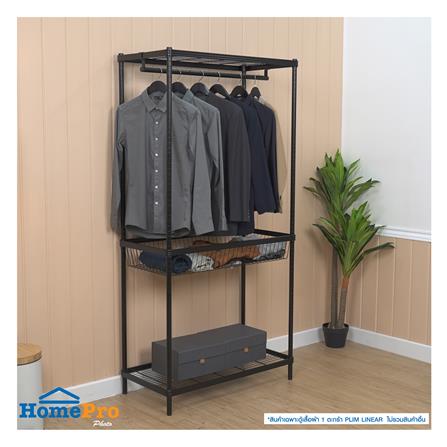 ตู้เสื้อผ้า 1 ตะกร้า PLIM LINEAR LN-WR90-1 90 ซม. สีดำ_5