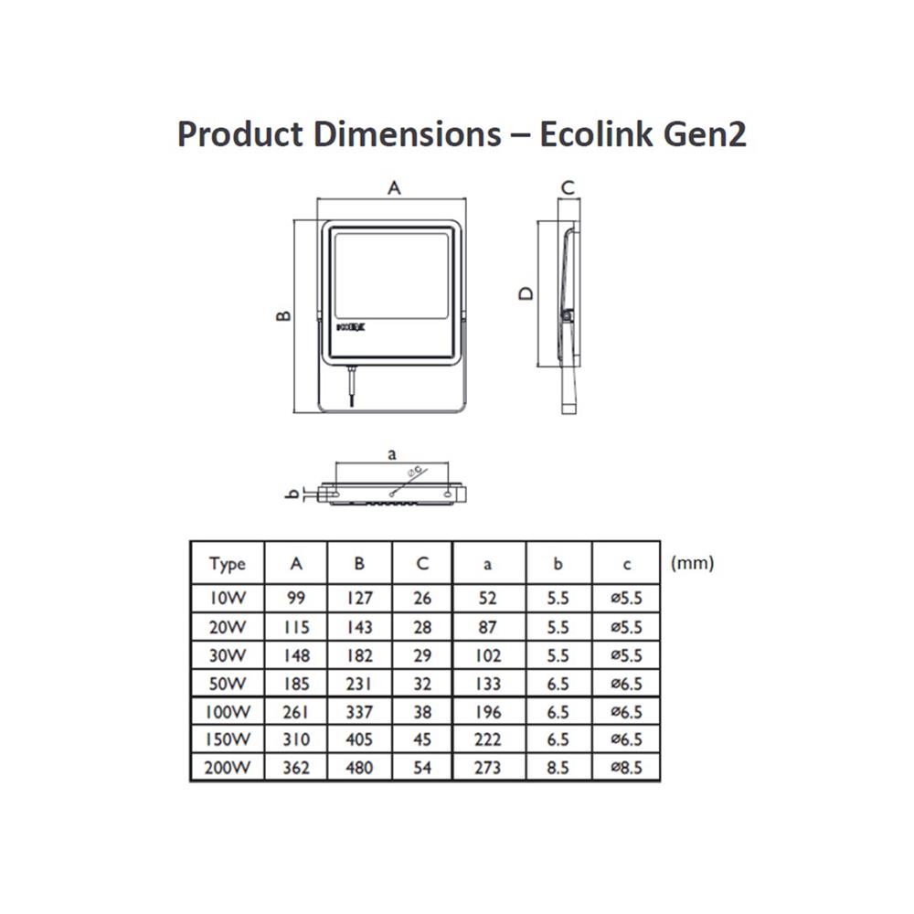 สปอตไลท์ภายนอก LED ECOLINK FL007 100 วัตต์ DAYLIGHT