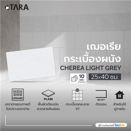 กระเบื้องผนัง 25x40 ซม. TARA เฌอเรีย เทาอ่อน 1 ตร.ม._5