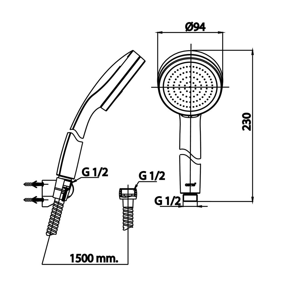 ฝักบัวสายอ่อน 1 ระดับ COTTO ZH020BL (HM) สีดำ