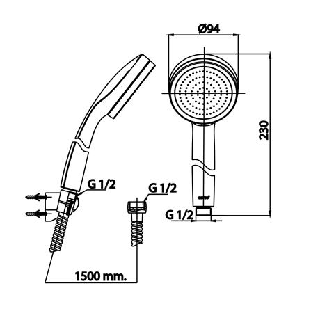 ฝักบัวสายอ่อน 1 ระดับ COTTO ZH020BL (HM) สีดำ_3
