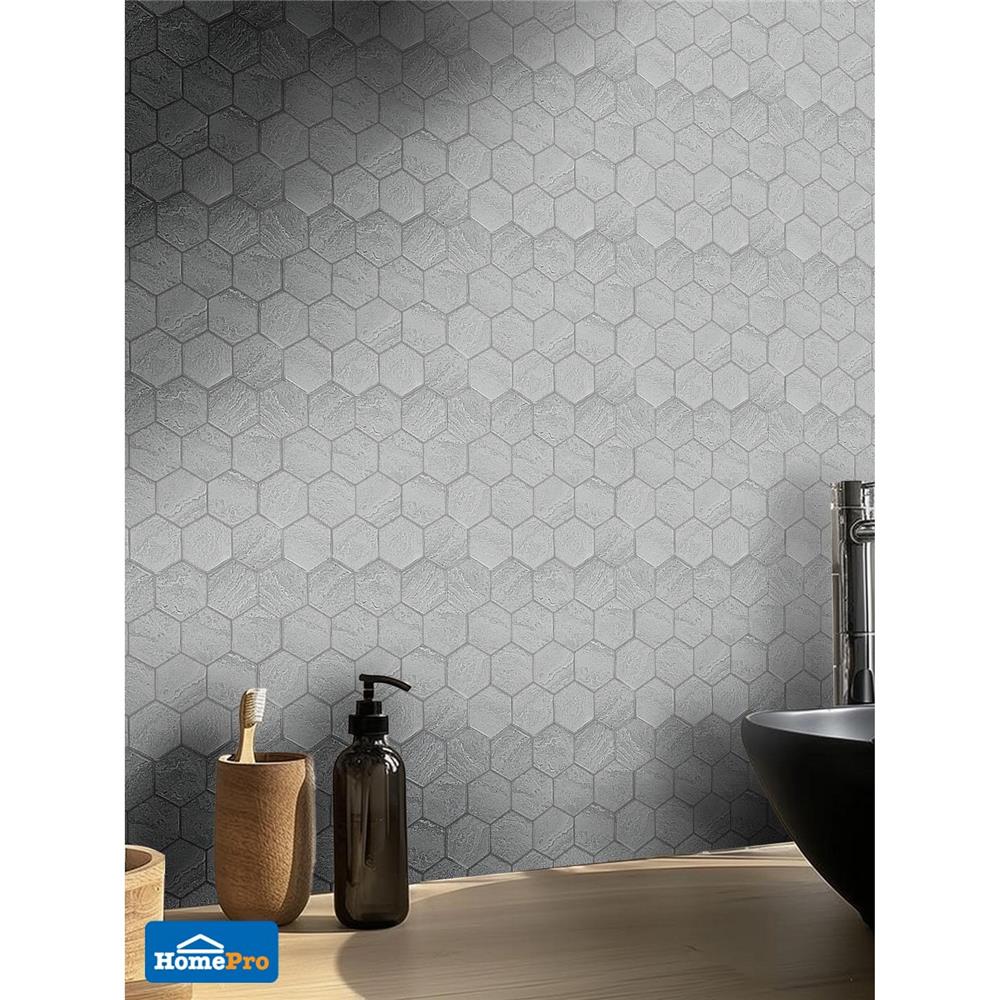 โมเสคพอร์ซเลน 30.4x26.4 ซม. TARA LUNE HExAGON สีเทา