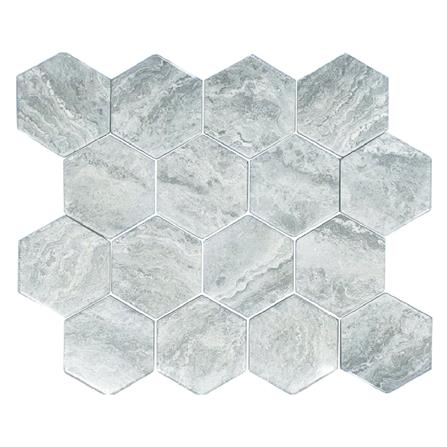 โมเสคพอร์ซเลน 30.4x26.4 ซม. TARA LUNE HExAGON สีเทา