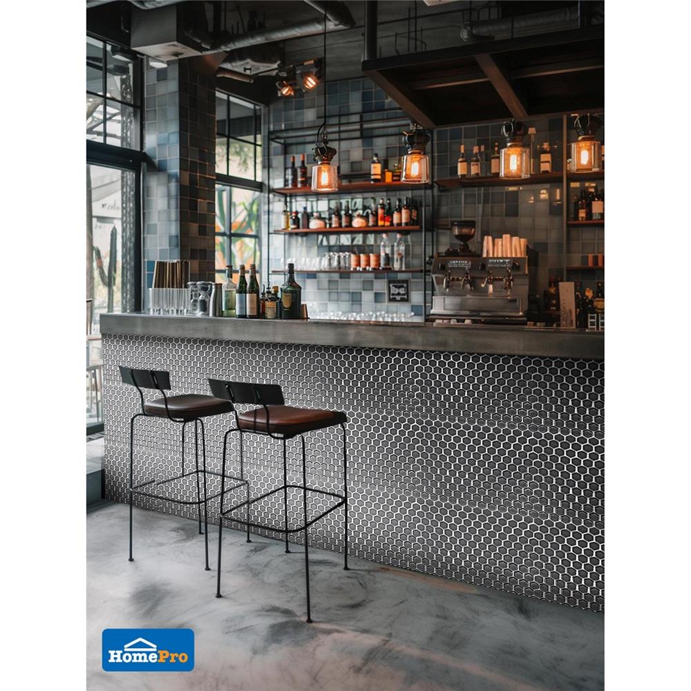 โมเสคพอร์ซเลน 29.8x25.8 ซม. TARA DAWN HExAGON PLATINUM สีเงิน