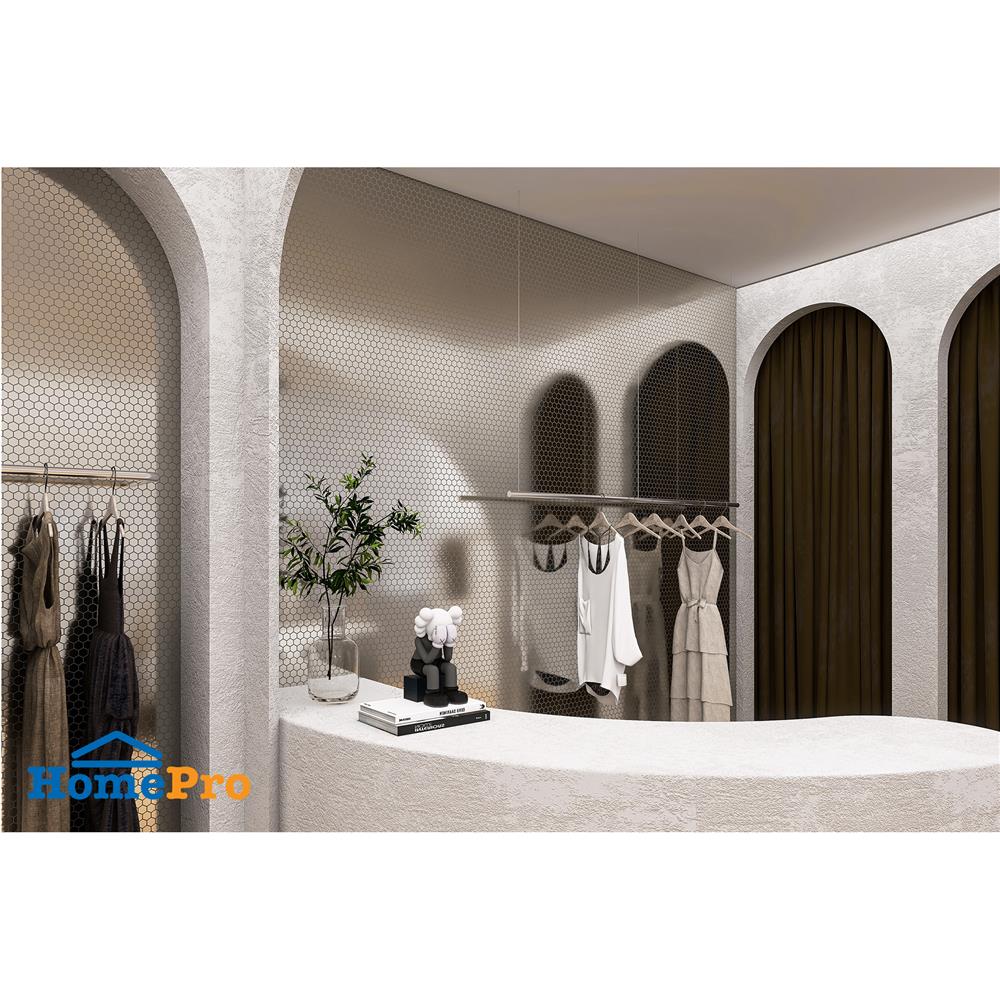 โมเสคพอร์ซเลน 29.8x25.8 ซม. TARA DAWN HExAGON PLATINUM สีเงิน