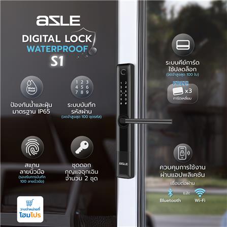 กลอนดิจิตอล AZLE S1 WATERPROOF SLIDE สีดำ_8